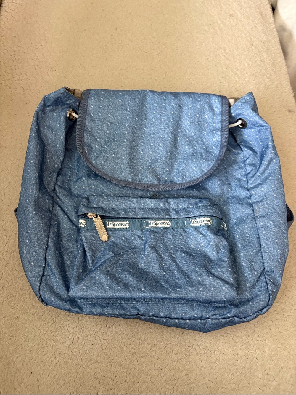 LeSportsac Blue with White Dot Mini Backpack